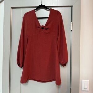 ALTAR'D STATE | Long Sleeve Deep Cut Knot Mini Dress Size Medium